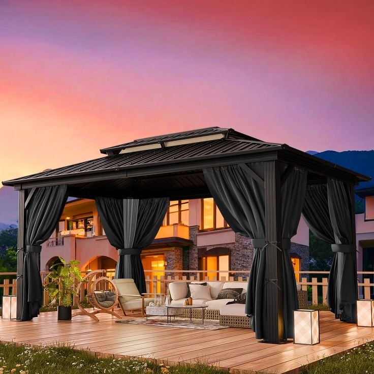 Galvanized Steel Double Roof Canopy Gazebo for Garden
